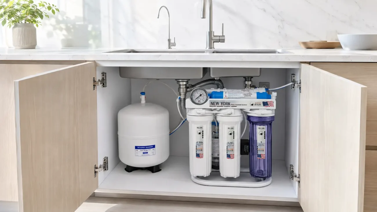 Residential under-sink RO system installed in a UAE kitchen